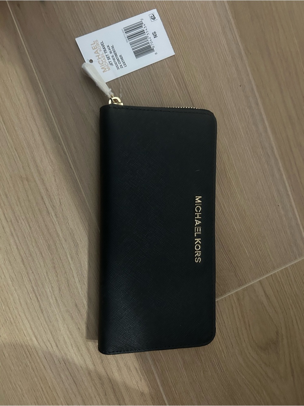 NWT Michael Kors Black Zip-Around Leather Wallet